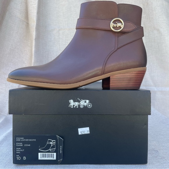 NWT Coach Debi Leather Bootie Walnut 10 - Picture 1 of 6